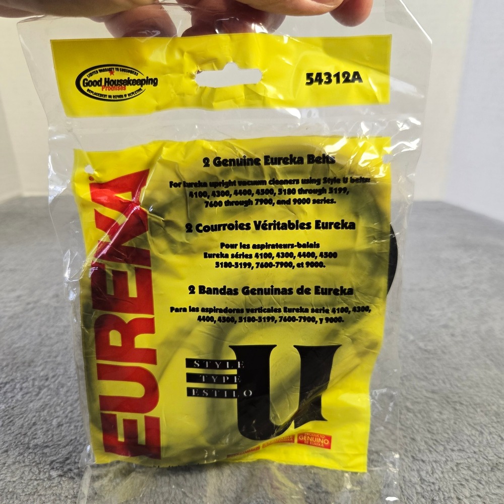 2 Pack Genuine Eureka Style U Vacuum Belts 54312A for 4100 4300 4400 4500 Series